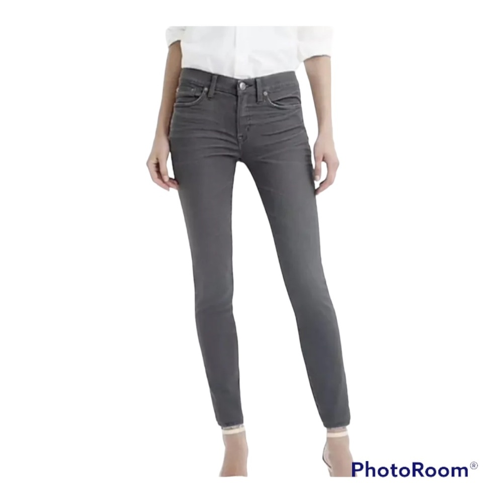 J CREW Toothpick Skinny Jean Grey Stretch Denim Raw Hem EUC Sz 28